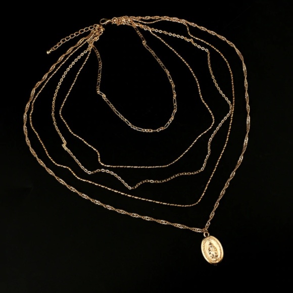 Layered Religious Pendant Delicate Gold Necklace - Picture 2 of 7